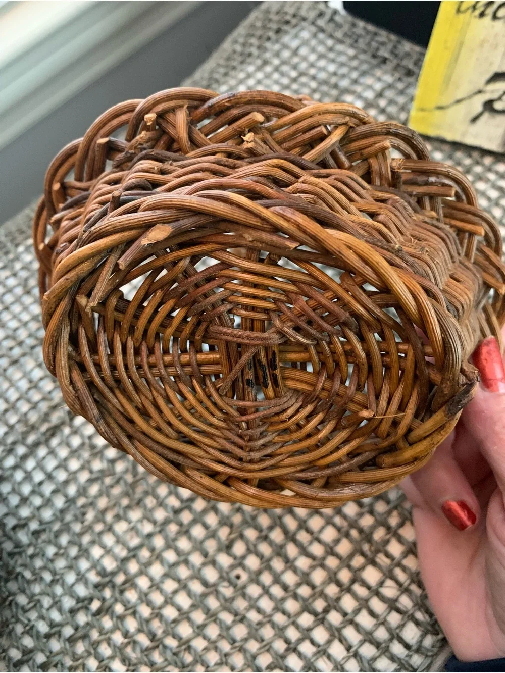 Vintage Rustic Handwoven Vine Twig Harvest Basket